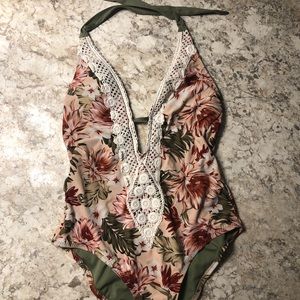 Floral target bathing suit